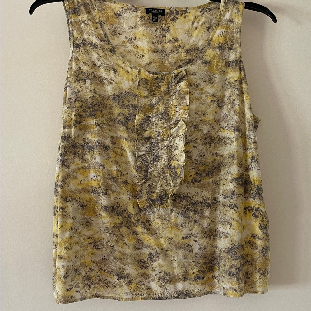 Talbots Yellow and Gray Patterned Tank Top